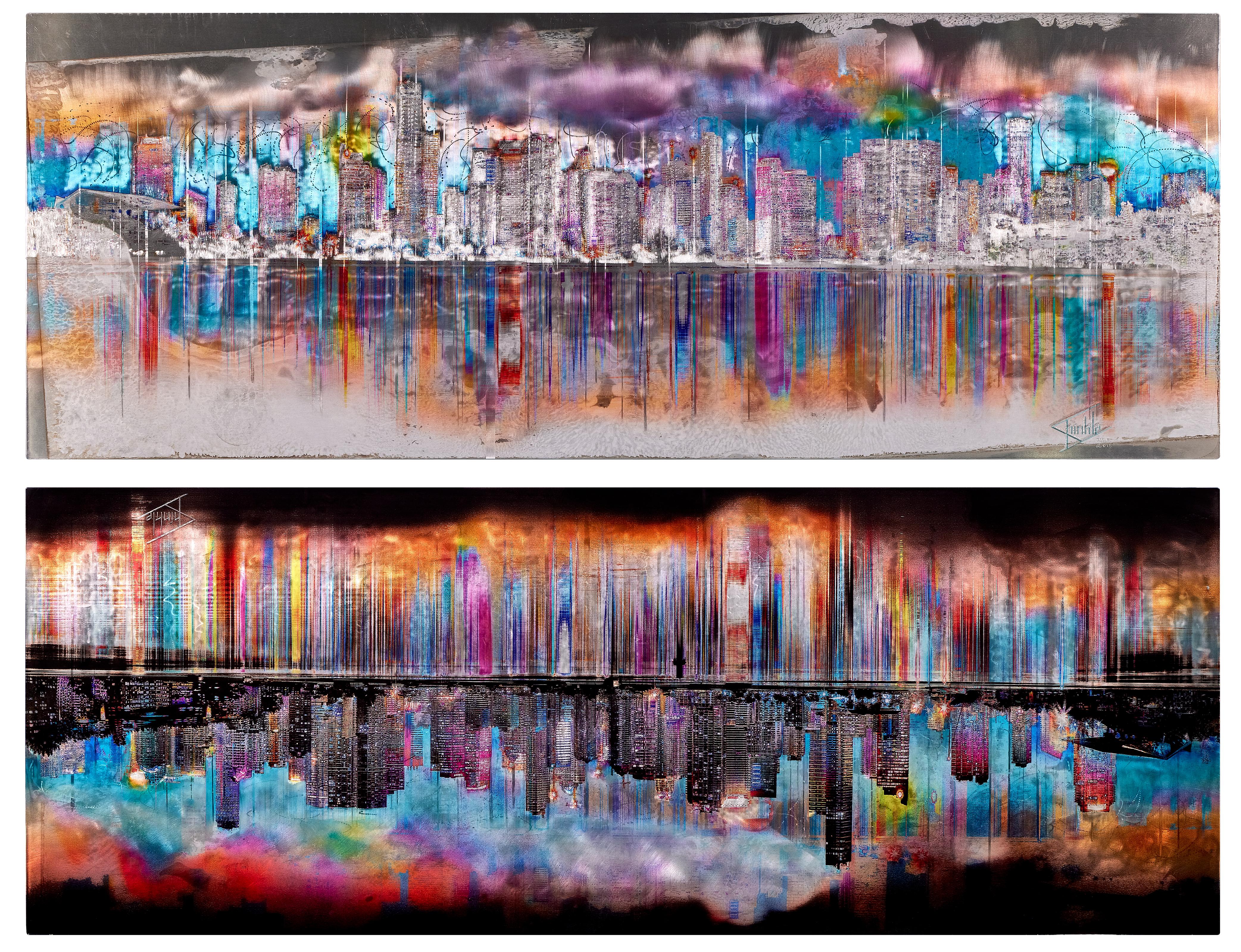 Marina Sees Miami Tag und Nacht – Sculpture von Linda K Schinkel and Theodore M Schinkel