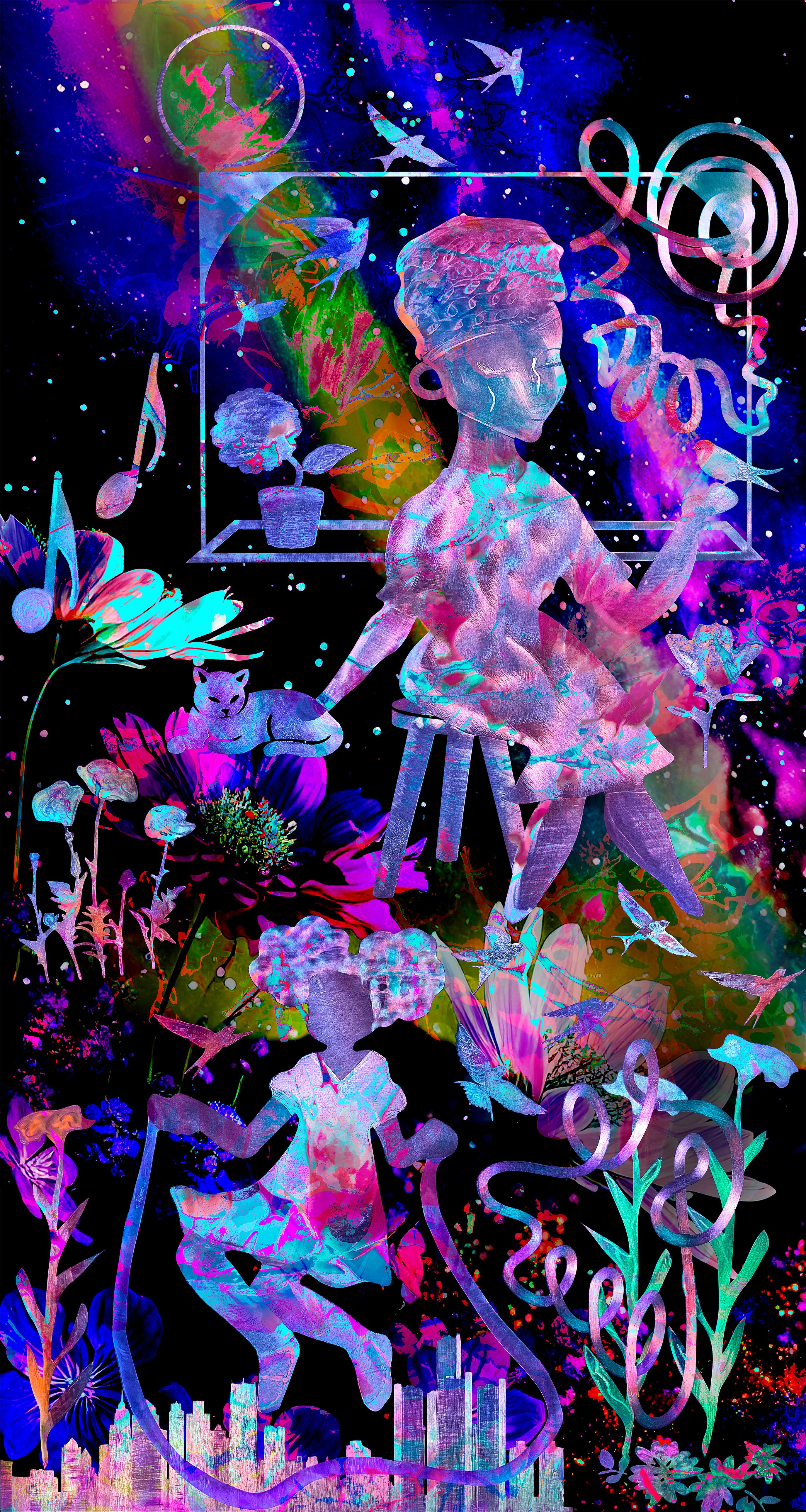 Cabeza Espacio Exterior - Mixed Media Art de Linda K Schinkel and Theodore M Schinkel