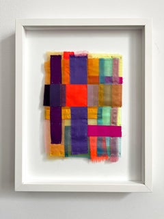 Mast, vibrant, jewel-like, diaphanous strips of fabric collages