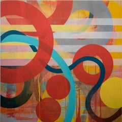Square Contemporary Geometric Abstract in primary color by Linda Schmidt - Drift