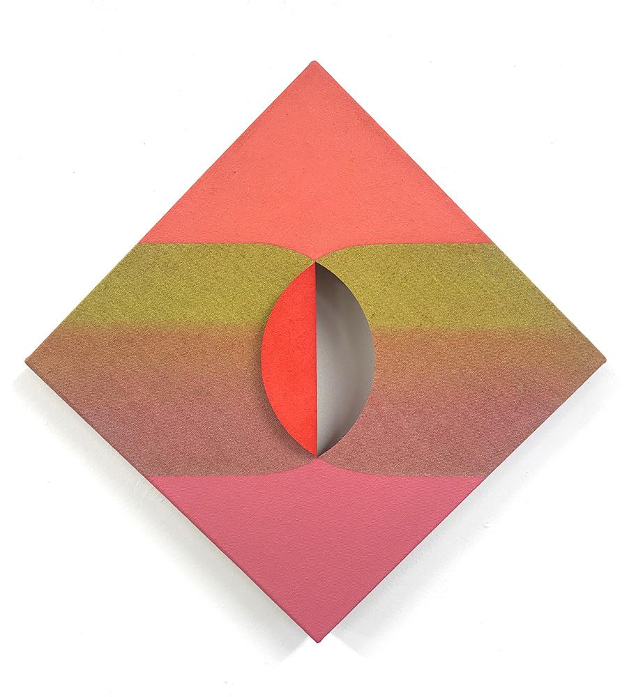 Linda King Ferguson Abstract Sculpture - EQUIVALENCE 118- Acrylic on cut Linen - Abstract Geometric Painting