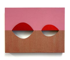 EQUIVALENCE 122 - acrylic on cut linen - pink abstract geometric painting