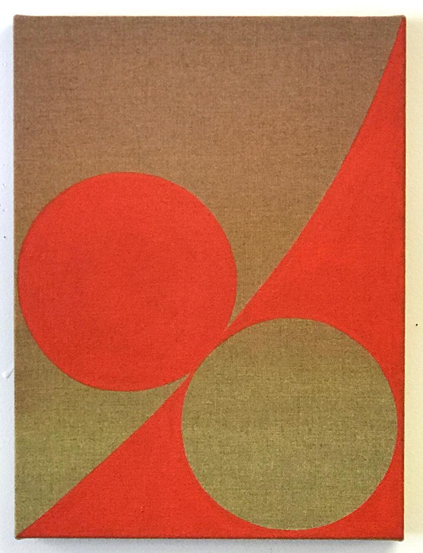 EQUIVALENCE 82- Zinn und Acryl auf Leinen - Rotes abstraktes geometrisches Gemälde – Art von Linda King Ferguson