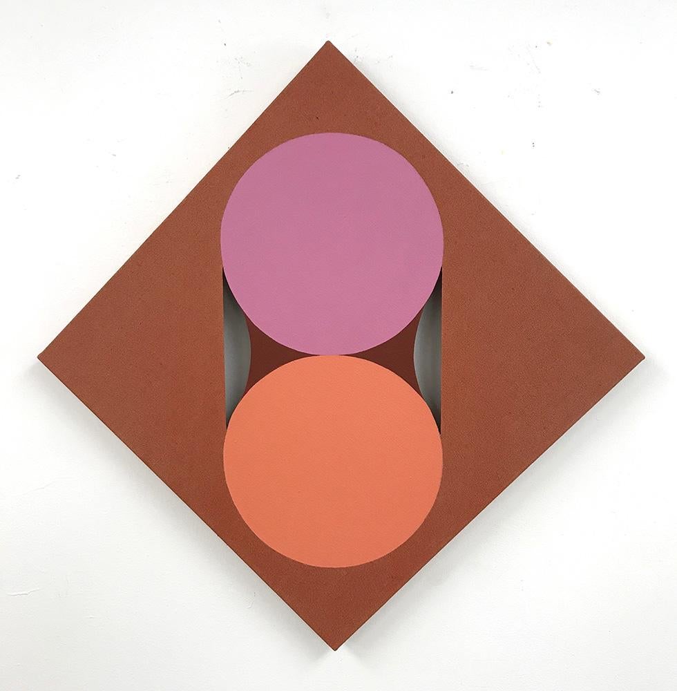 EQUIVALENCE 95 - Acrylic on Linen - Purple, Orange Abstract Geometric Painting 