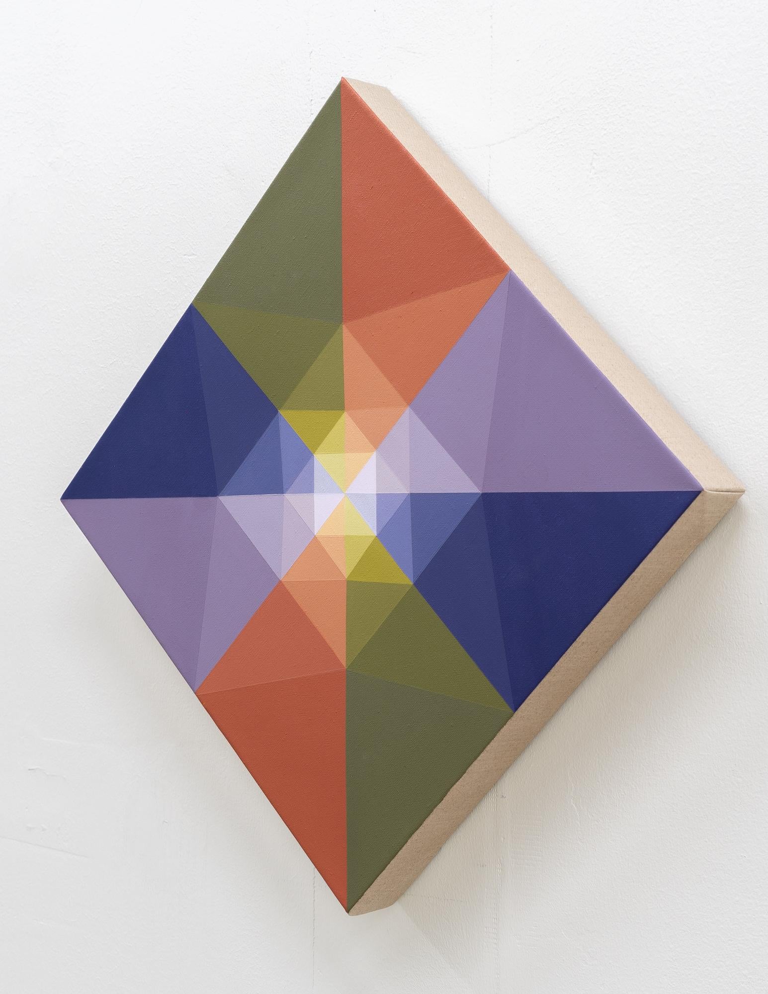 SUNDOG 1 - Pittura astratta geometrica a diamante ispirata ai cani da soma e alla natura - Painting di Linda King Ferguson