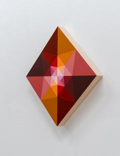 SUNDOG 10 - Diamond Abstract Painting With Geometric Illusion in Earthy Tones