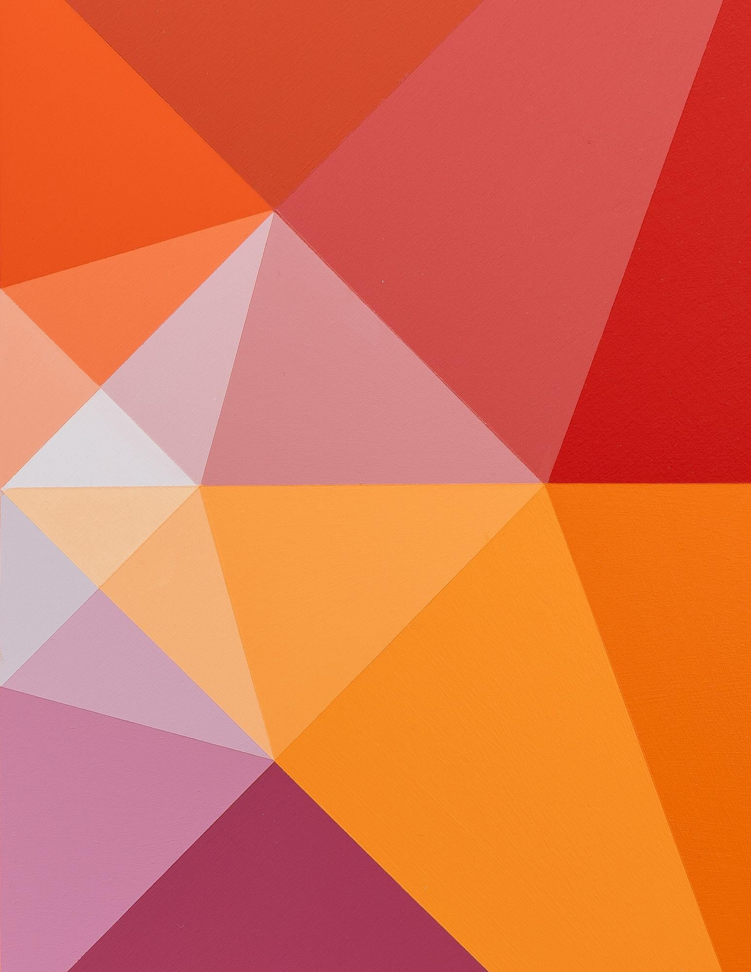 SUNDOG 10 - Pittura astratta geometrica a diamante ispirata ai cani da soma e alla natura - Abstract Painting Grigio di Linda King Ferguson