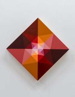 SUNDOG 10 – Abstraktes Gemälde mit geometrischer Illusion in erdfarbenen Tönen