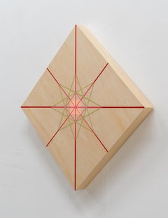 SUNDOG 13 - Abstract Prism Painting With Geometric Shapes on a Raw Wood Panel