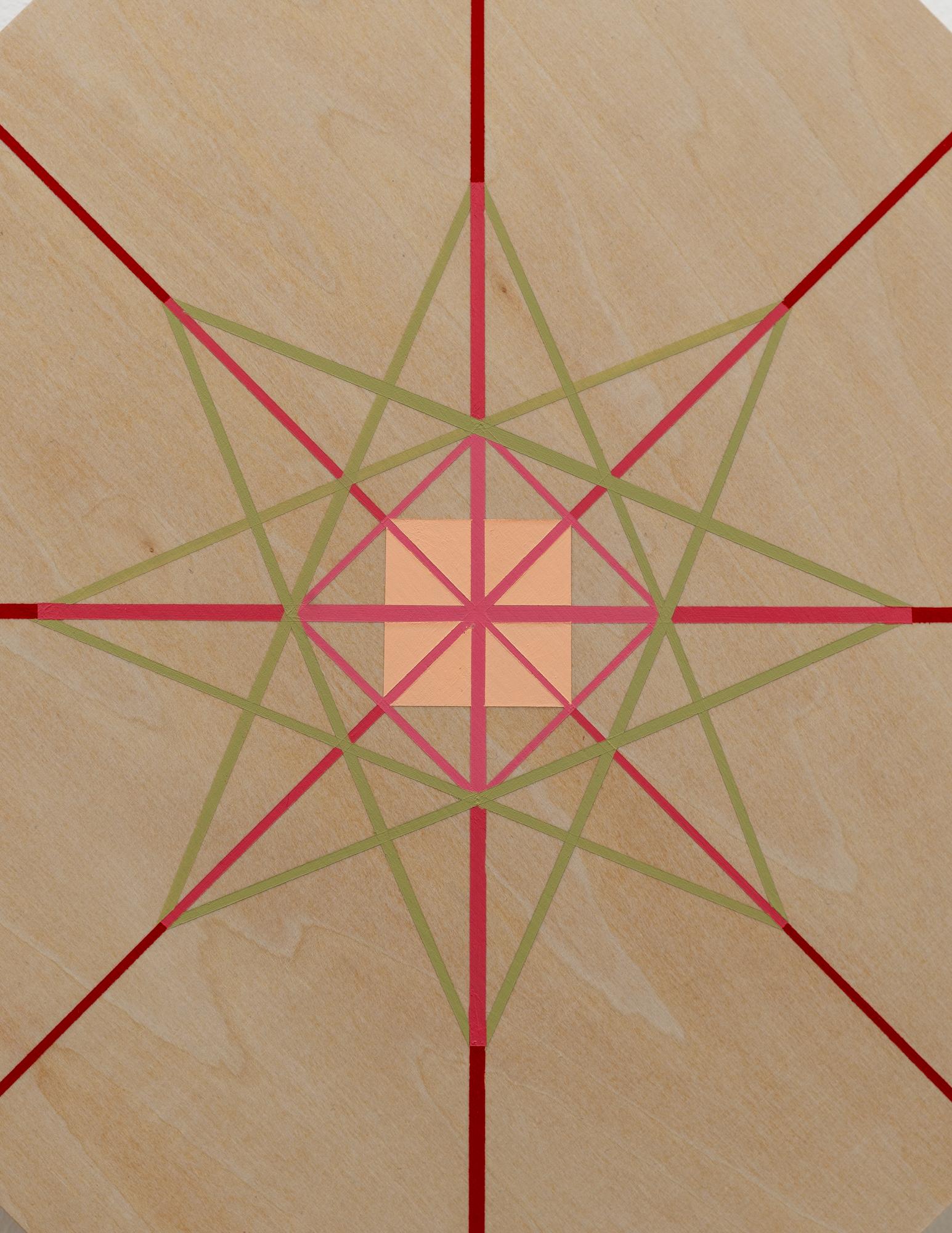 SUNDOG 13 – Abstraktes Prisma-Gemälde mit geometrischen Formen auf einem Rohholzplatten (Zeitgenössisch), Painting, von Linda King Ferguson