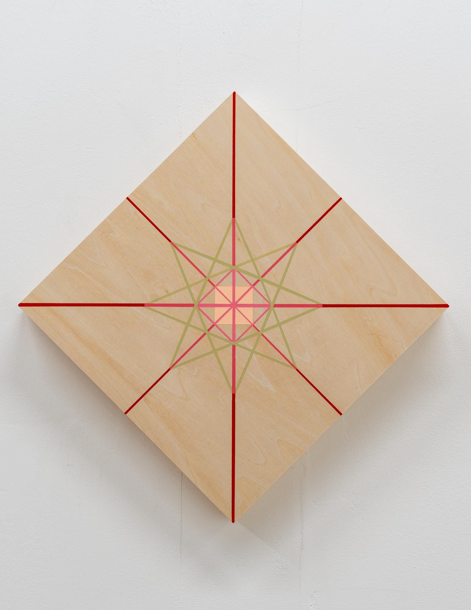 Linda King Ferguson Abstract Painting – SUNDOG 13 – Abstraktes Prisma-Gemälde mit geometrischen Formen auf einem Rohholzplatten
