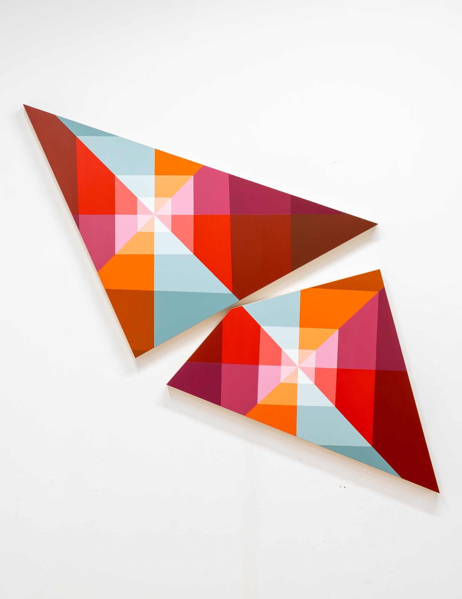 Linda King Ferguson Abstract Painting – SUNDOG 32 – Mehrteiliges geometrisches, abstraktes Gemälde, inspiriert von Sundogs