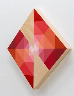 SUNDOG 35 - Painting on Wooden Panel With Red Geometric Forms Inspired by Nature