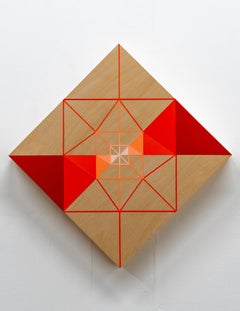 SUNDOG 8 - Diamond Abstract Painting with Raw Wood Panels and Geometric Forms