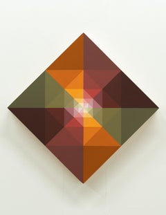 SUNDOG 9 - Prismatisches abstraktes Gemälde mit geometrischen Formen in herbstlichen Farben