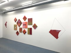 OPEN EQUIVALENCE 1 - acrylic on cut linen with cotton thread -Abstract Geometric