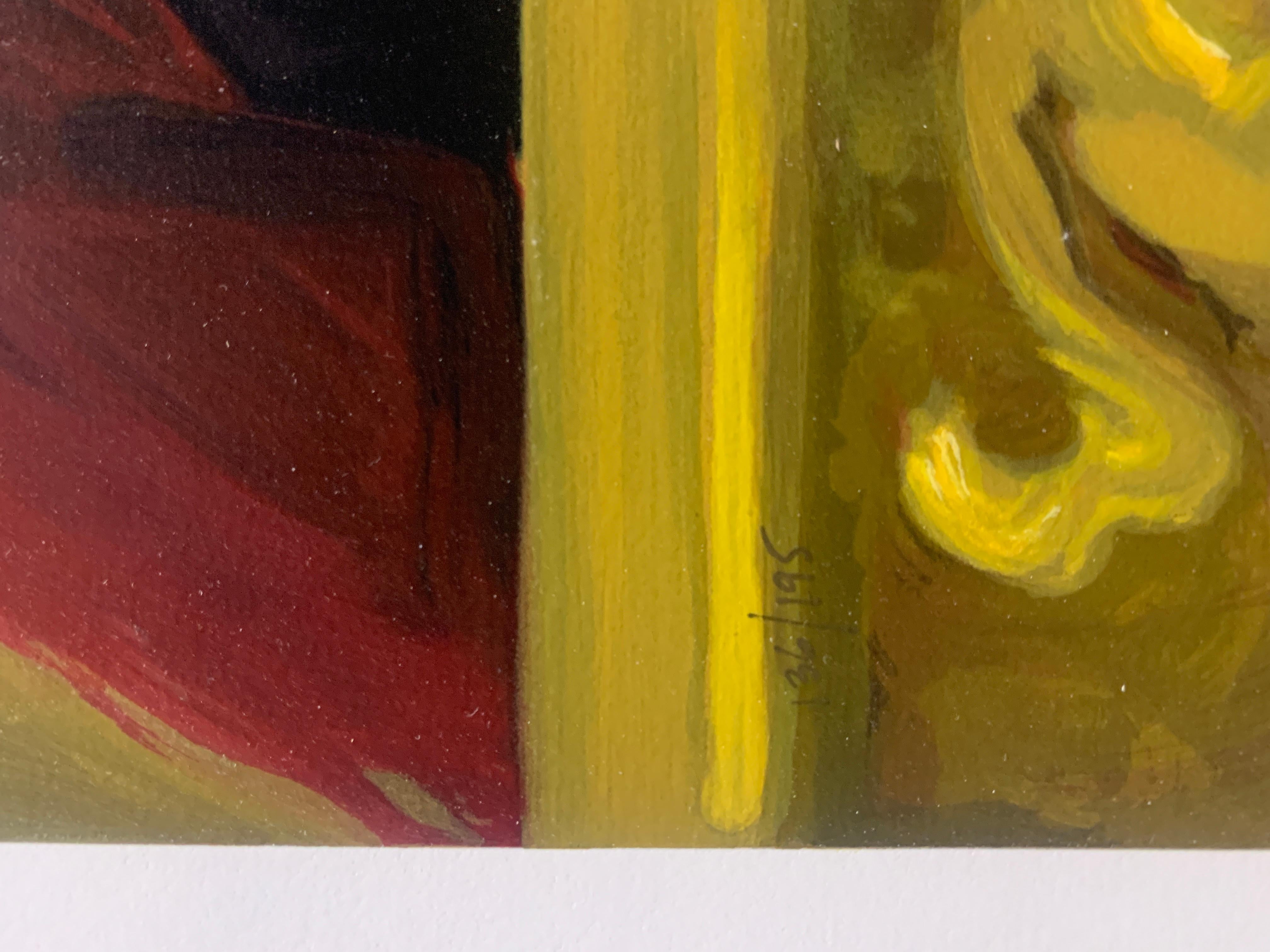 Bühne links (Braun), Figurative Print, von Linda Kyser-Smith