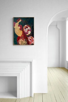 French figurative Oil on Canvas, 1977, School of Paris, "La dame au fauteuil"