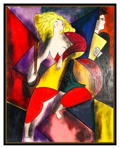 Linda Le Kinff Original Modern Cubism Painting Oil on Board Signed Modern Art