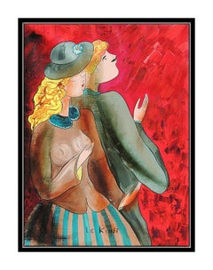 Linda Le Kinff Original Oil On Canvas Painting Cubism Portrait Signed Modern Art