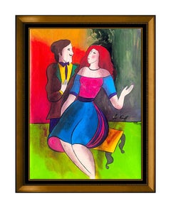Linda Le Kinff Original Oil Painting On Canvas Signed Modern Cubism Portrait Art