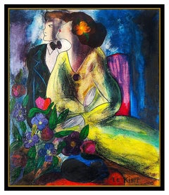 Linda Le Kinff Original Painting Oil On Board Female Portrait Signed Framed Art