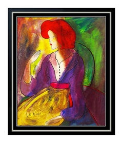Linda Le Kinff Original Painting Oil On Board Female Portrait Signed Modern Art