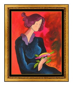 Linda Le Kinff Original Painting Oil On Board Modern Cubism Portrait Signed Art