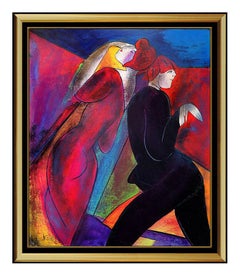 Linda Le Kinff Original Painting Oil on Board Signed Female Framed Modern Art