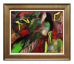 Linda Le Kinff Original Painting Oil On Board Signed Portrait Modern Cubism Art