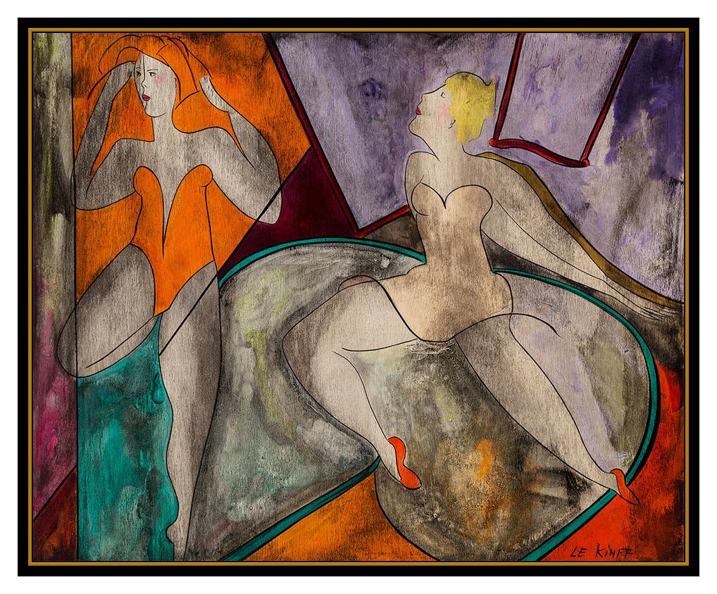Linda Le Kinff Painting Original Oil On Board Female Signed Modern Cubism Art For Sale 1