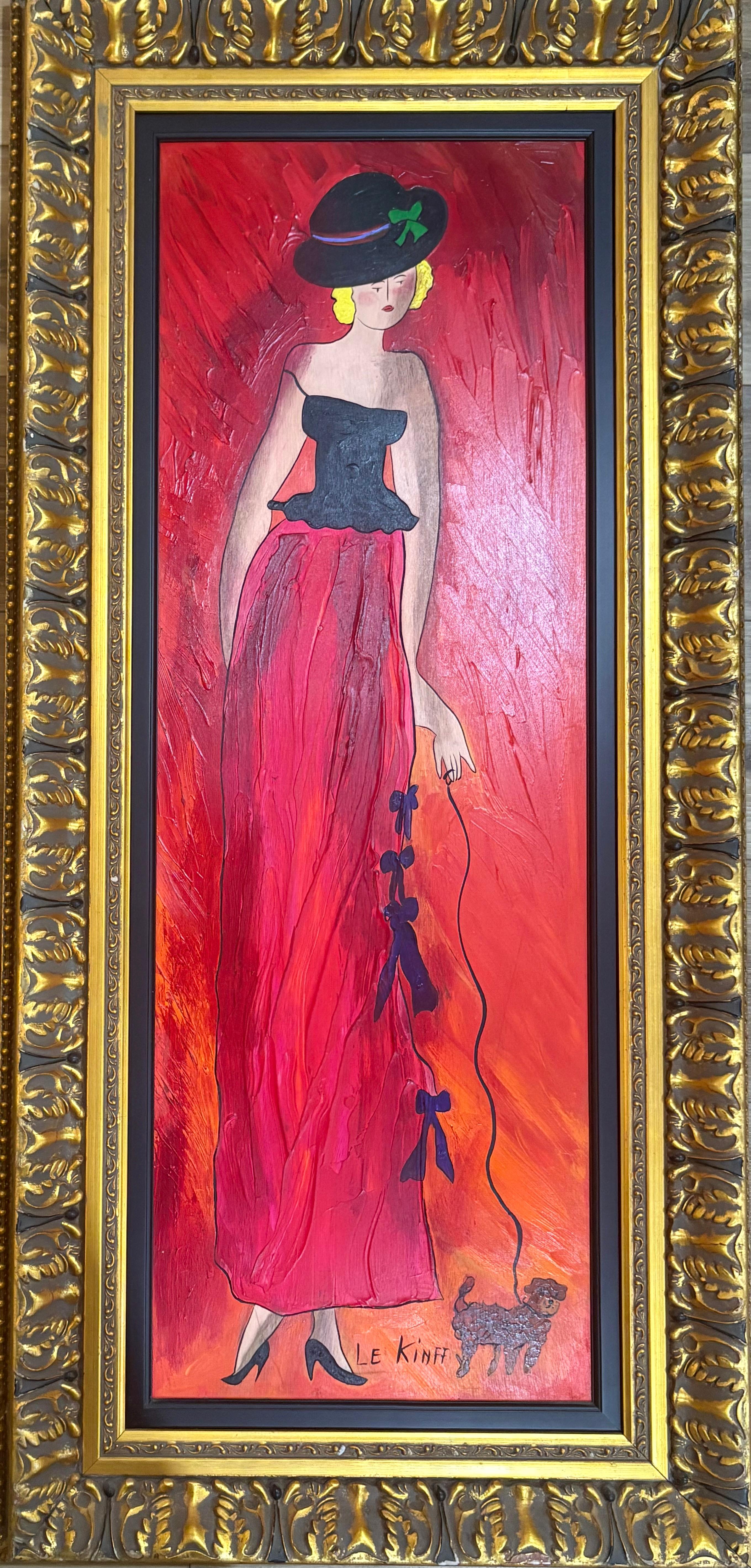 “The walking dog” - Painting by Linda Le Kinff