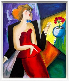 Renee et Alain (framed hand embellished canvas)