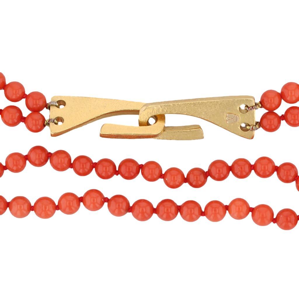 Perlina Linda Lee Johnson Collana di perle di corallo rosso prezioso in oro 22k da 17