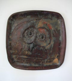 Linda Leigh - Studio Pottery 'Owl' Platter, Canada, 21st Century