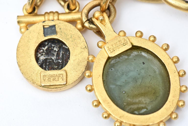 Linda Levinson Roman Fab Coin Dangle Chain Necklace Signed ...