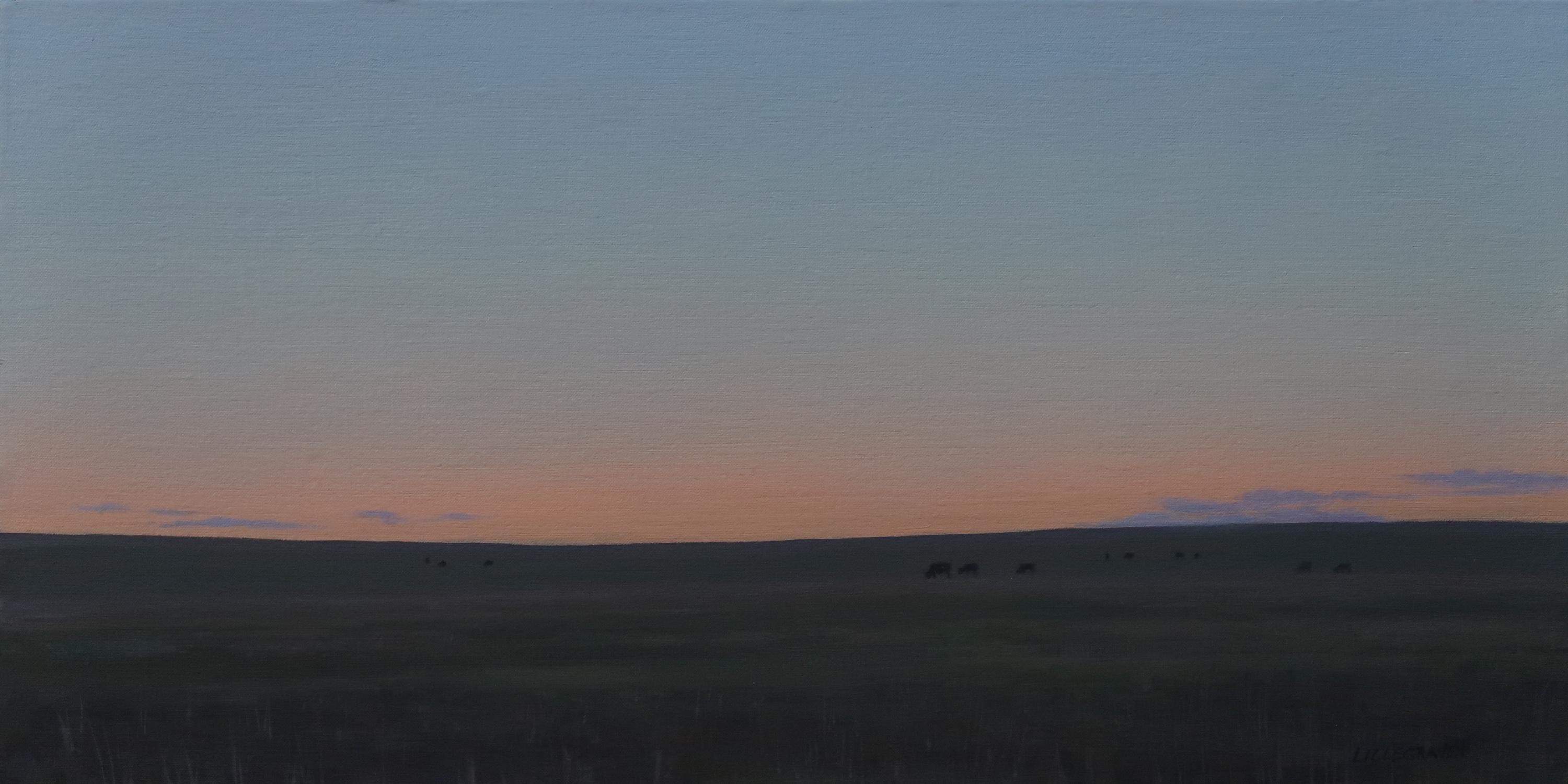 "Después del atardecer" (2023) de Linda Lillegraven, pintura al óleo original sobre lino
