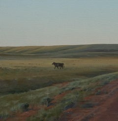 „ Kühe und Käfer in der Nähe des Antelope Creek“ (2024) von Linda Lillegraven, Ölgemälde