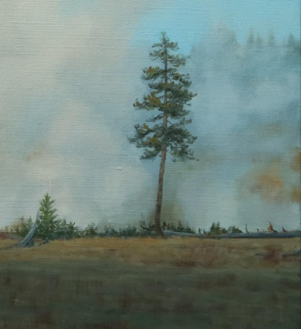 « Dun Volcano Town » (2023) de Linda Lillegraven, peinture à l'huile en vente 3