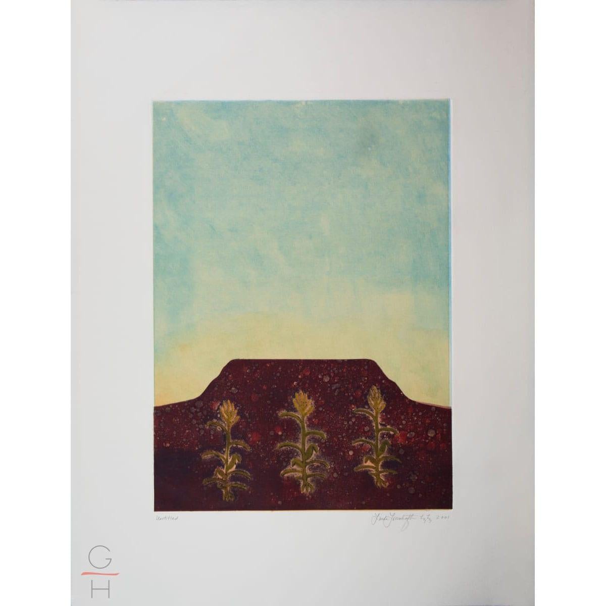 Linda Lomahaftewa Landscape Print - Untitled, Mesa and Corn Second Run