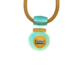 Linda Macneil Collectible Pâte-de-Verre Green Glass Necklace MESH Series