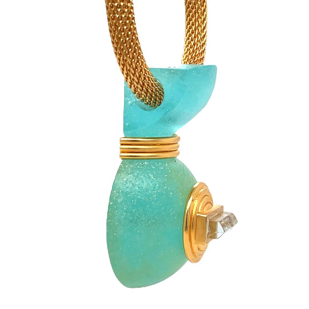 Collana in vetro verde da collezione Linda Macneil Greene & Greene Serie MESH In condizioni ottime in vendita a beverly hills, CA
