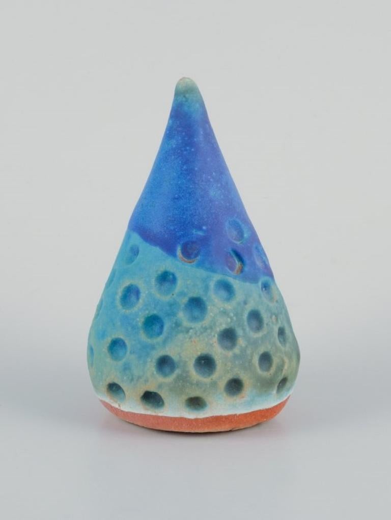 Glazed Linda Mathison. Four small ceramic sculptures in turquoise glaze. For Sale