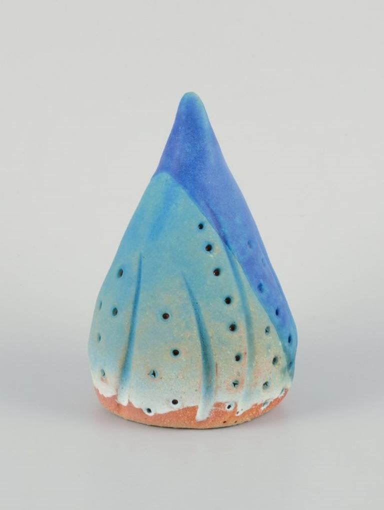 20th Century Linda Mathison. Four small ceramic sculptures in turquoise glaze. For Sale