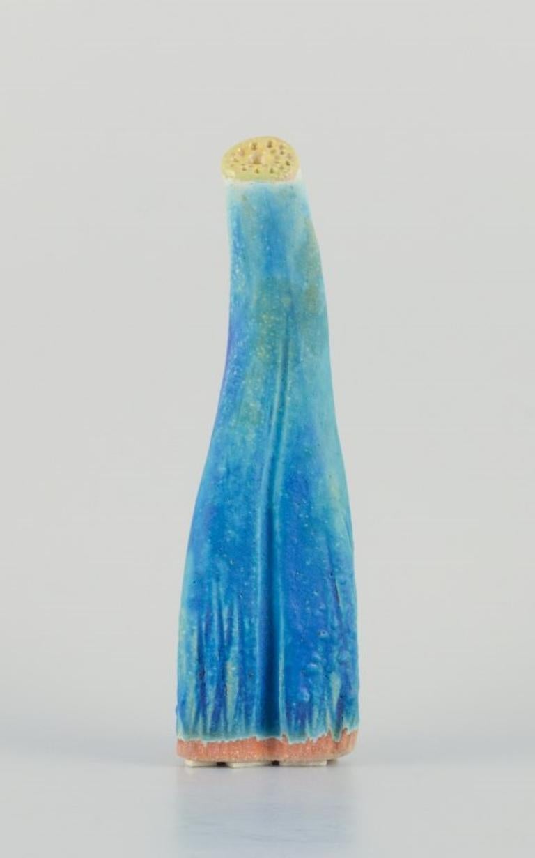 Swedish Linda Mathison, Sweden. Unique ceramic sculpture in turquoise glaze. For Sale