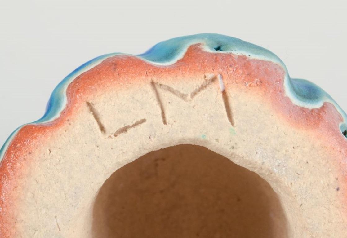Ceramic Linda Mathison. Three small ceramic sculptures in turquoise glaze. For Sale