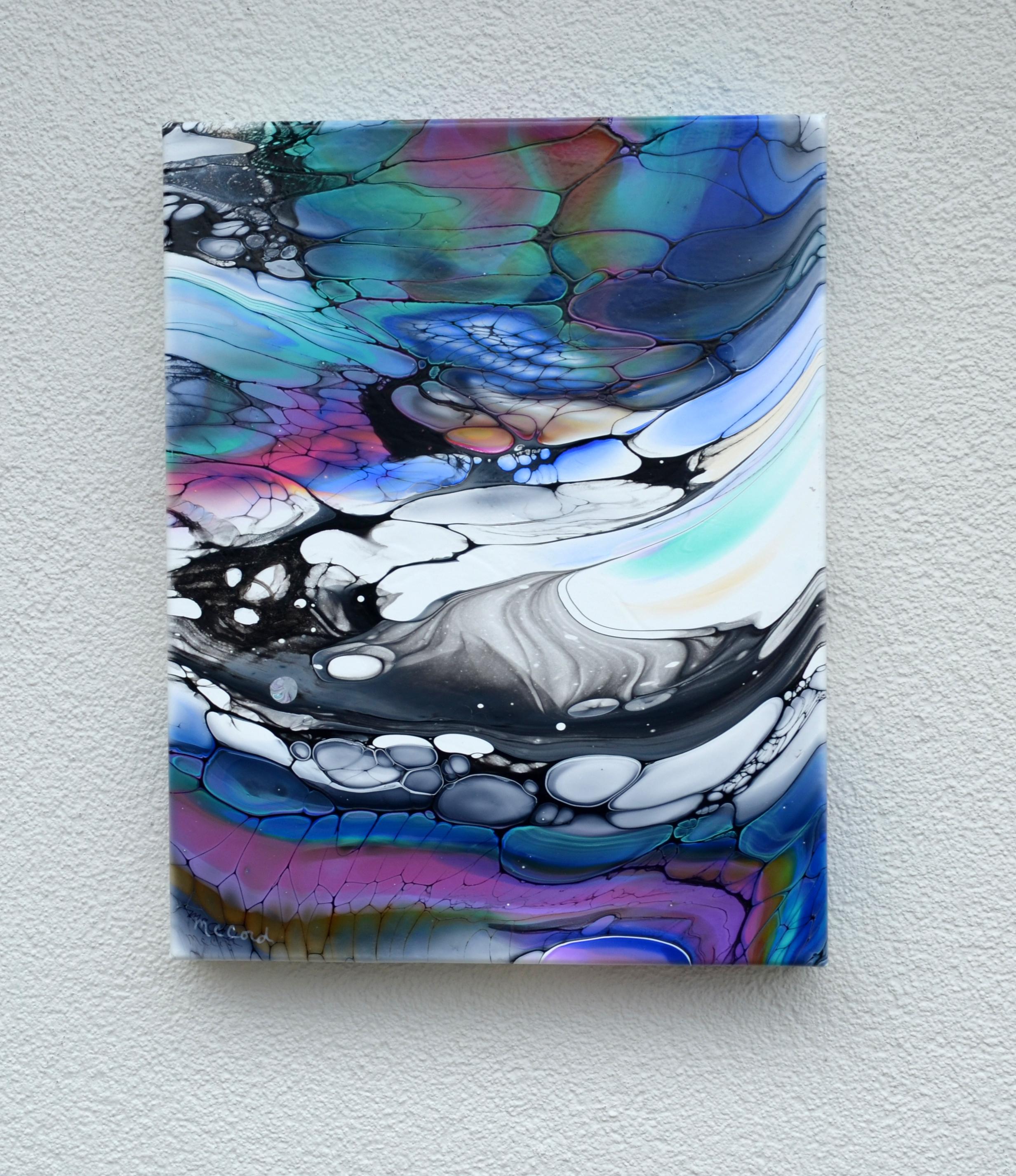<p>Artist Comments<br>This piece is part of artist Linda McCordâ€™s Sound of Water series, which features acrylic pour paintings inspired by the calming presence of water. The composition suggests gentle movement through repeated shapes and flowing