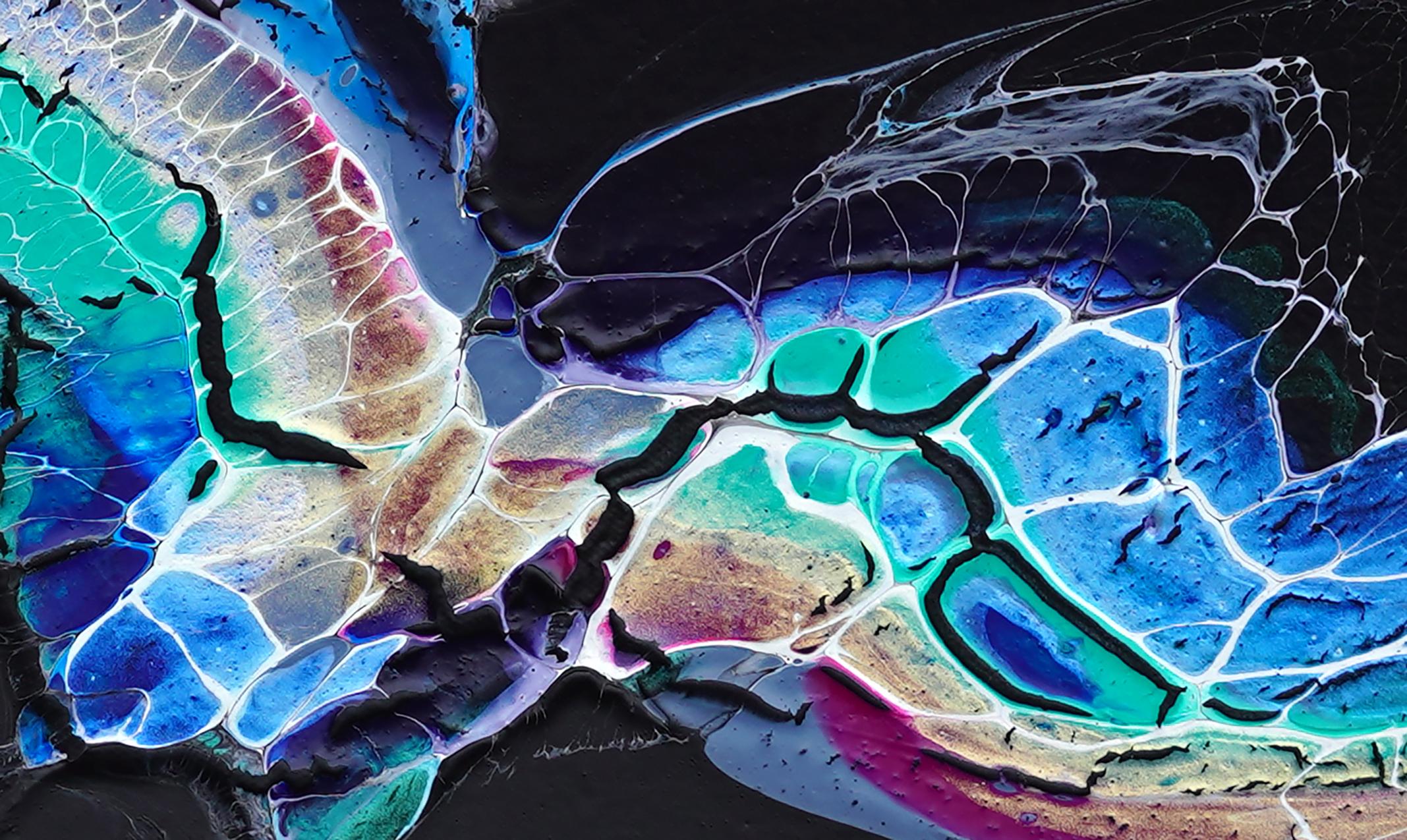 In volo, Pittura astratta - Abstract Painting Nero di Linda McCord