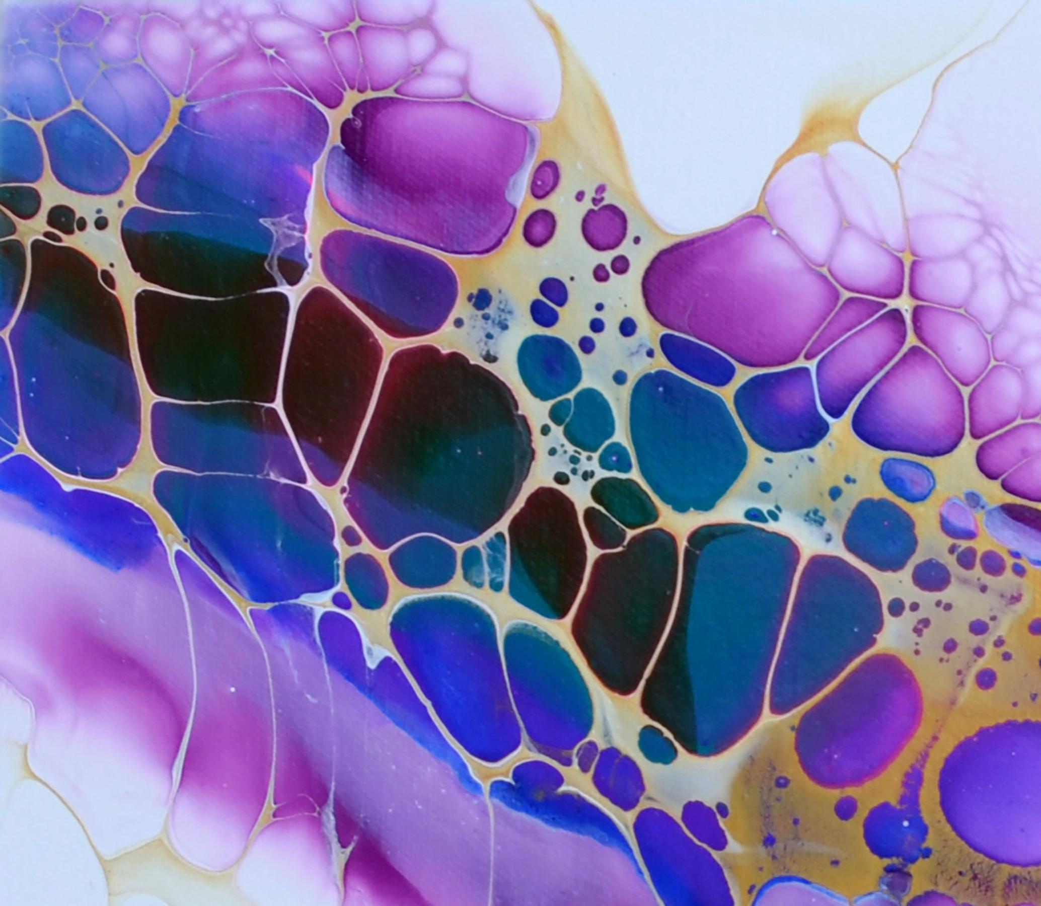 Dietro il velo, Pittura astratta - Abstract Painting Viola di Linda McCord