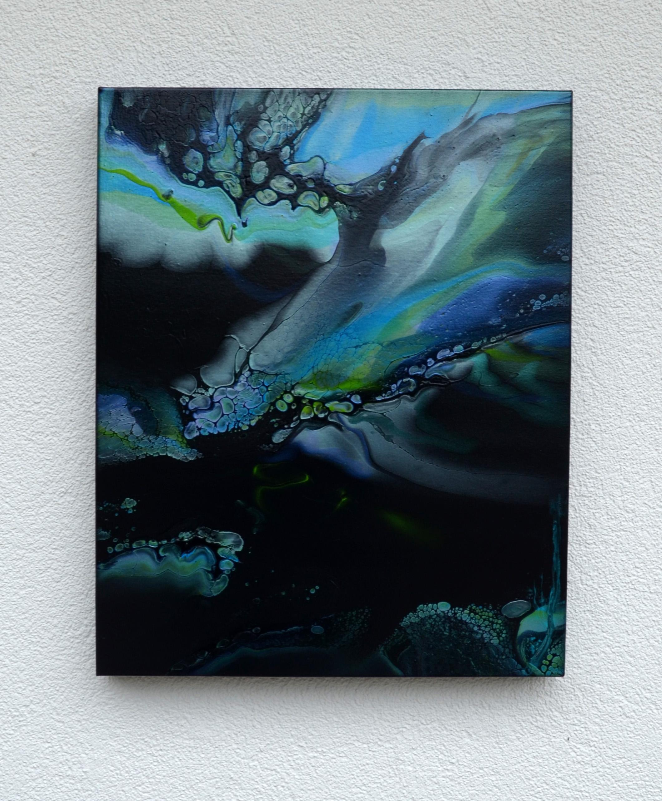 <p>Artist Comments<br>In this acrylic pouring artwork, artist Linda McCord explores how light and emotion emerge from darkness. Layered paint creates depth through transparent color, allowing light to appear from within. The darkness becomes a